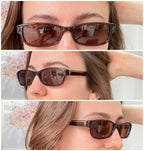 Vintage Fendi Brown Gold Rectangular Skinny Y2K Polarised Sunglasses