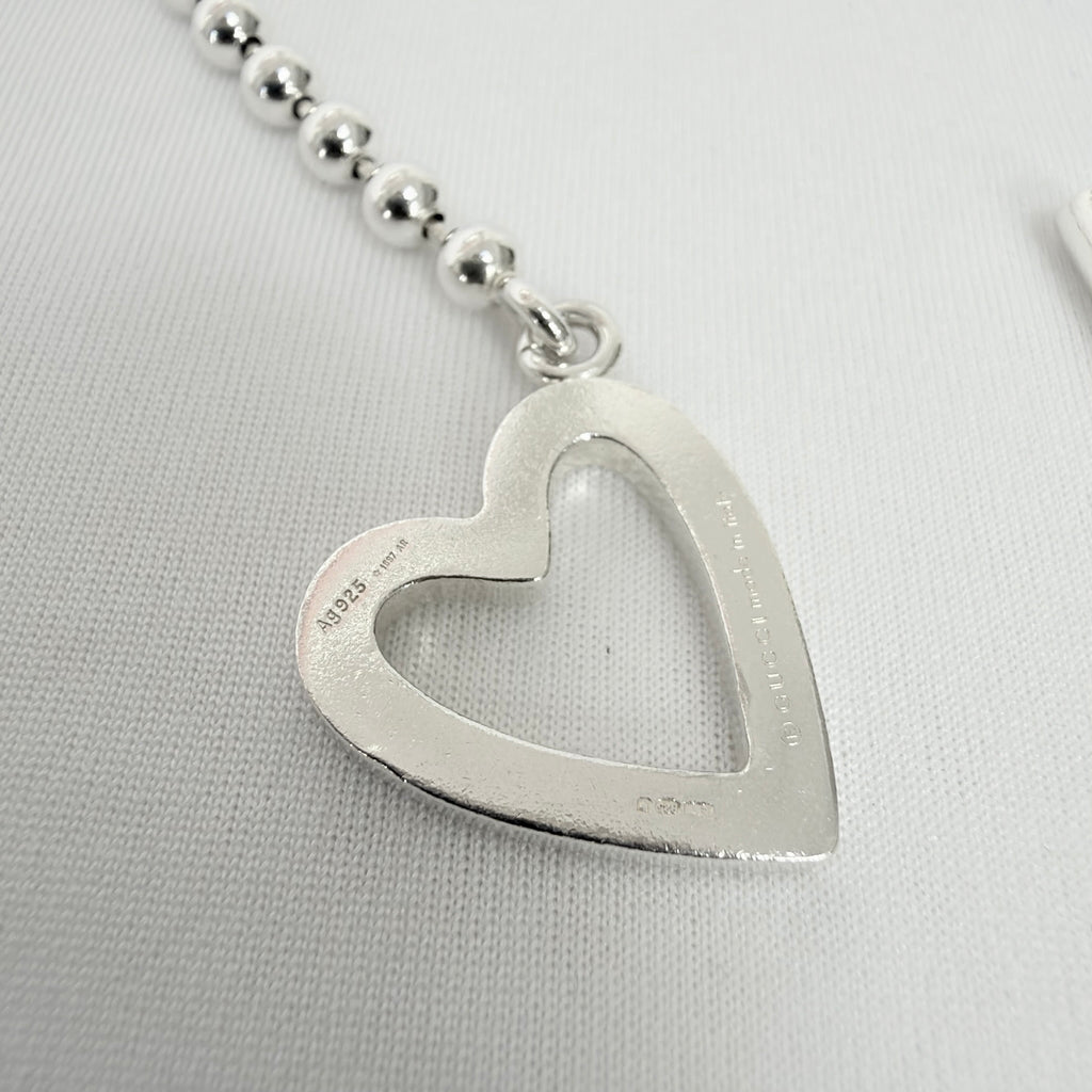 Gucci Heart Boule Popcorn Necklace T Bar Toggle Sterling Silver 925 15.5 Inches With Packaging