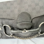 Vintage Gucci Horsebit Black Monogram Canvas Medium Shoulder Handbag Tom Ford Era 2004