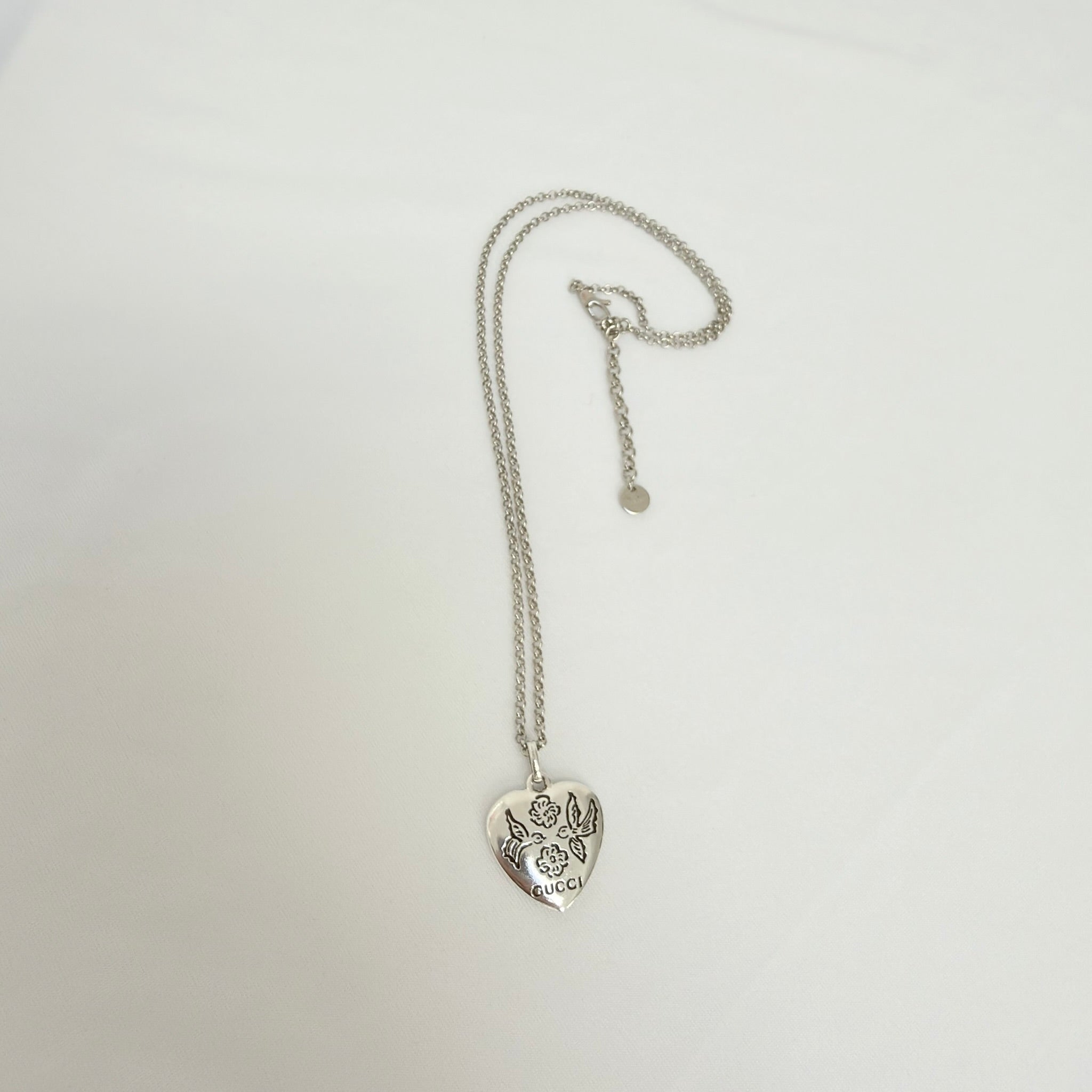 Gucci Blind for Love Heart Pendant 925 Sterling Silver Women's Necklace 18-20 inches With Packaging