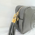 Gucci Black Grained Leather Soho Disco Small Women’s Crossbody Shoulder Handbag. Repaired