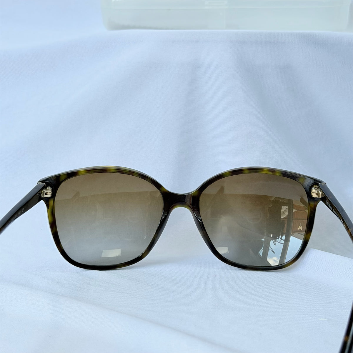 Prada Cat Eye Square Metal Corners Women's Sunglasses Brown Tortoiseshell Polarised SPR 01O