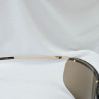 Vintage Gucci GG1870/S J5G6J Brown Gold Rimless Shield Wrap Sunglasses With Case