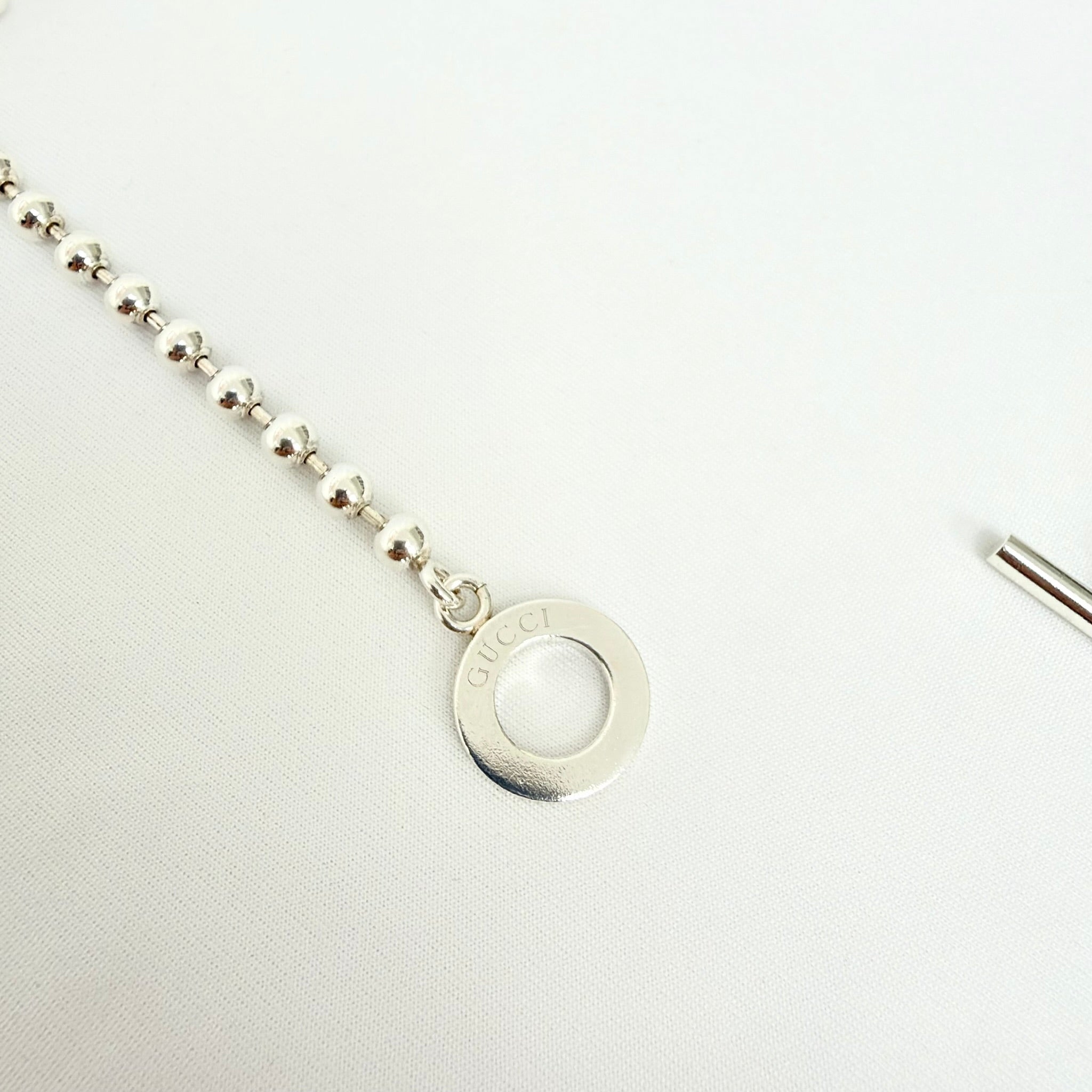 Authentic Gucci Vintage Boule Popcorn Necklace Toggle Sterling Silver 925 Women's 16 inches With Packaging