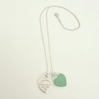 Tiffany & Co. Return to Small Double Blue Heart Women's Necklace 18 Inches Sterling Silver 925