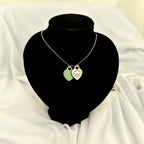 Tiffany & Co. Return to Small Double Blue Heart Women's Necklace 18 Inches Sterling Silver 925