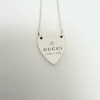 Gucci Heart Trademark Pendant Sterling Silver 925 Women’s Necklace 48cm With Packaging
