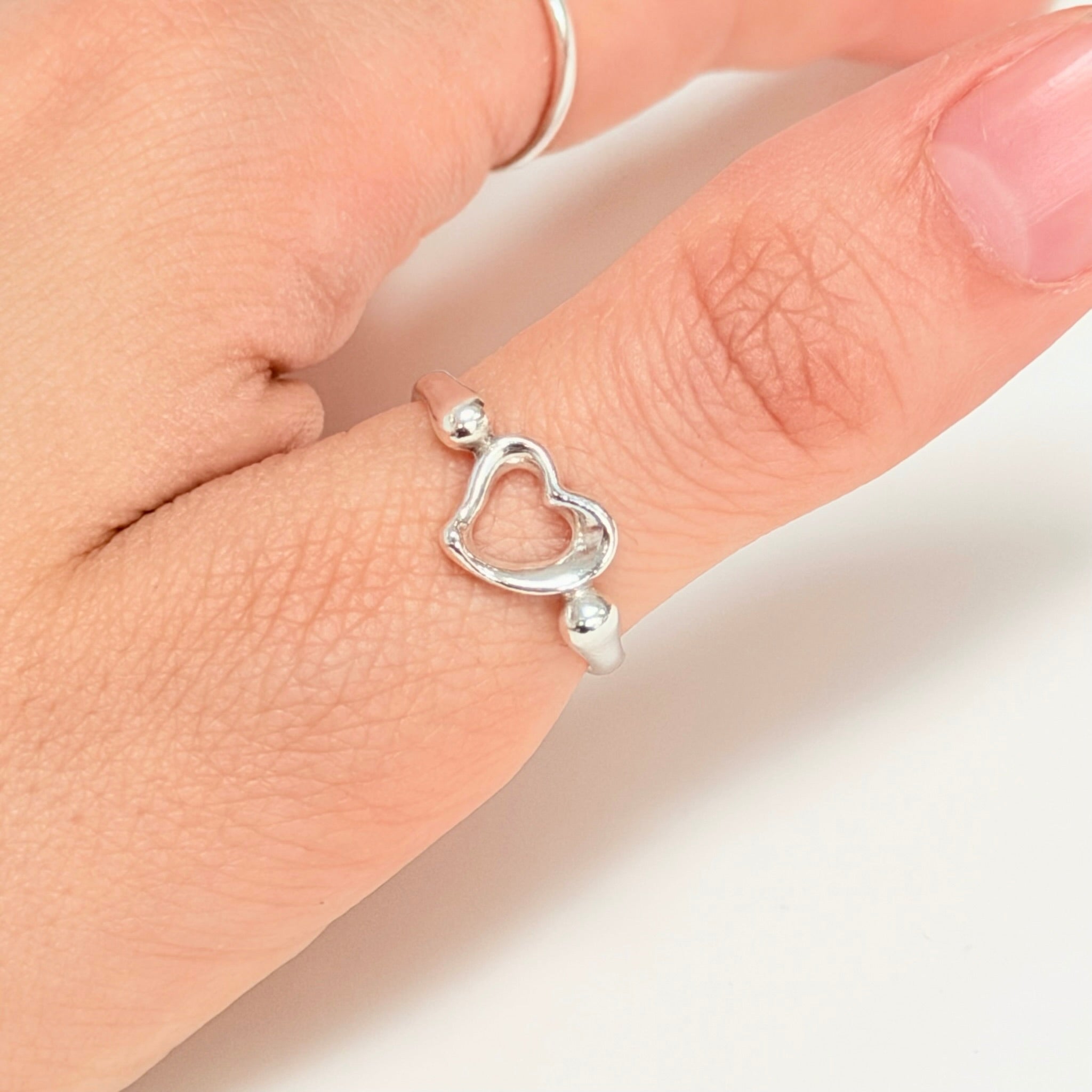 Authentic Tiffany & Co. Elsa Peretti Open Heart Sterling Silver 925 Ring Size 6.5, Uk M, EU 52.5