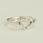 Authentic Tiffany & Co. Elsa Peretti Open Heart Sterling Silver 925 Ring Size 6.5, Uk M, EU 52.5