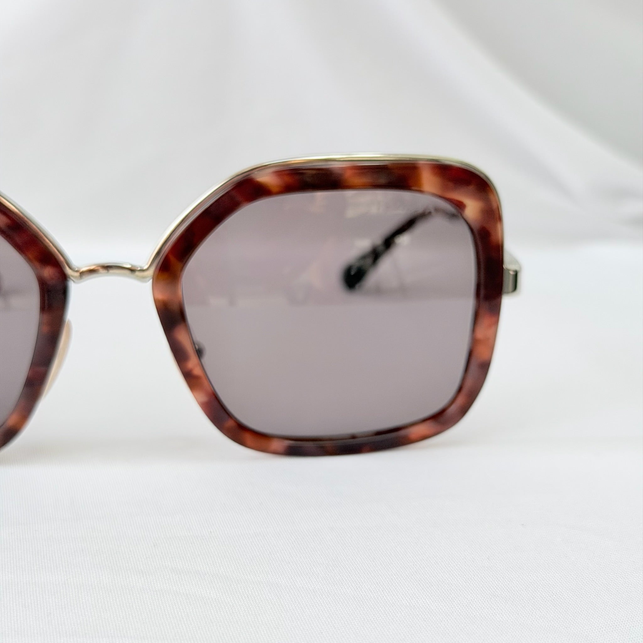 Prada PR 57US Catwalk Cinema Red Tortoiseshell Irregular Oversized Square Sunglasses