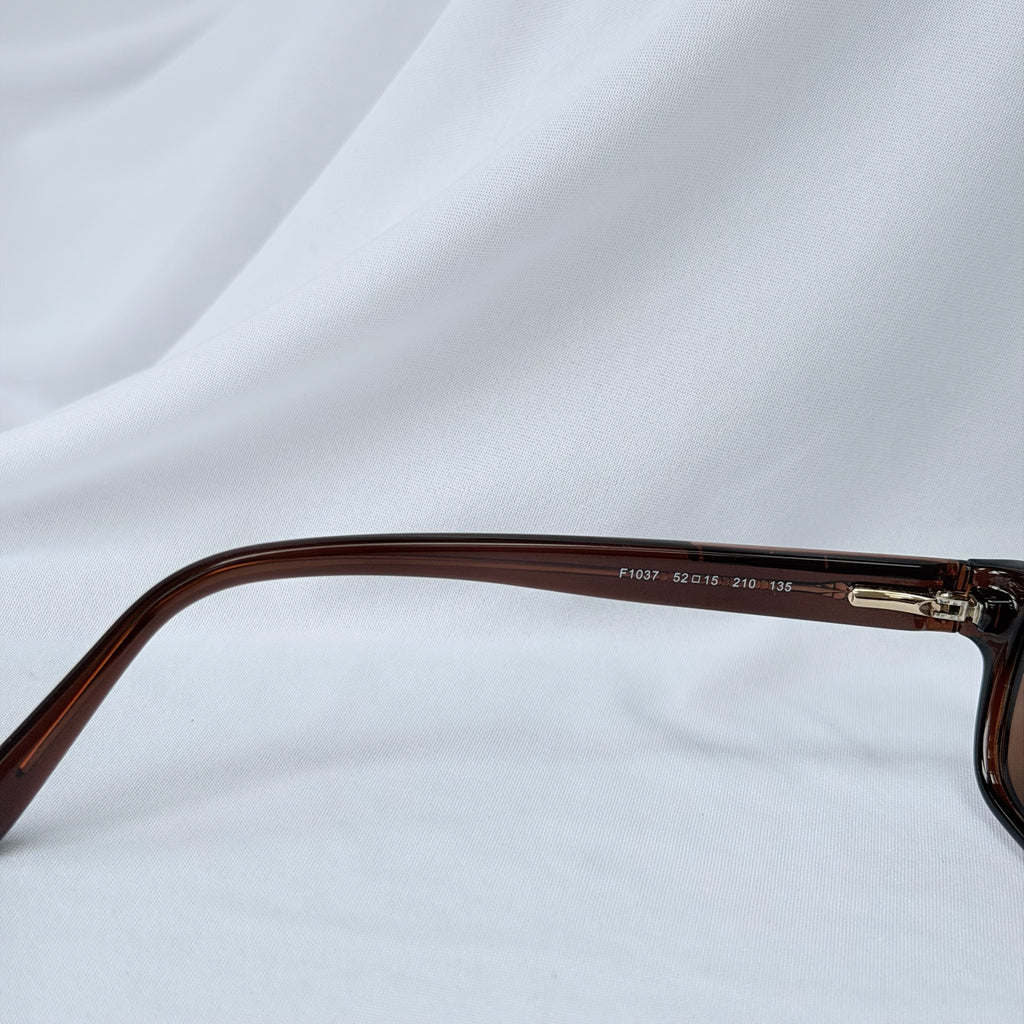 Vintage Fendi Brown Gold Rectangular Skinny Y2K Polarised Sunglasses