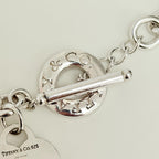 Authentic Vintage Tiffany & Co. Sterling Silver 925 Toggle Heart Pendant Choker Necklace With Pouch 15 Inches