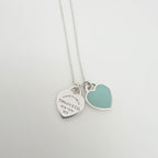Tiffany & Co. Return to Mini Double Blue Heart Women's Necklace 19 Inches Sterling Silver 925