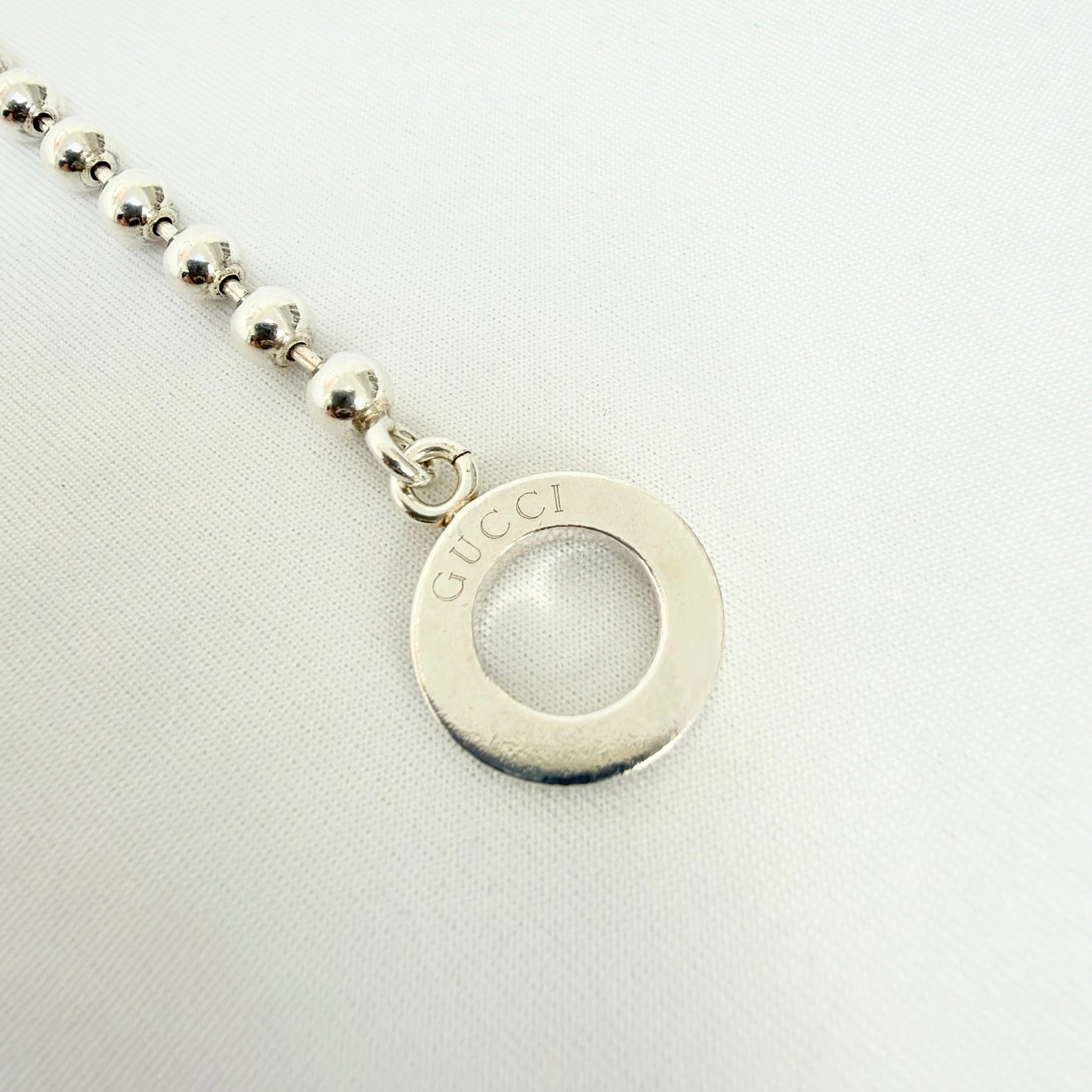Authentic Gucci Vintage Boule Popcorn Necklace Toggle Sterling Silver 925 Women's 16 inches With Packaging