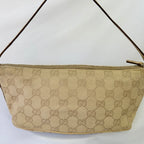 Vintage Y2k Gucci Beige GG Monogram Canvas Small Boat Pochette Shoulder Handbag