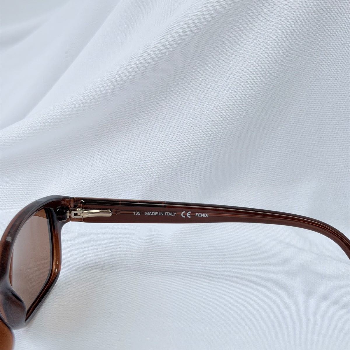 Vintage Fendi Brown Gold Rectangular Skinny Y2K Polarised Sunglasses