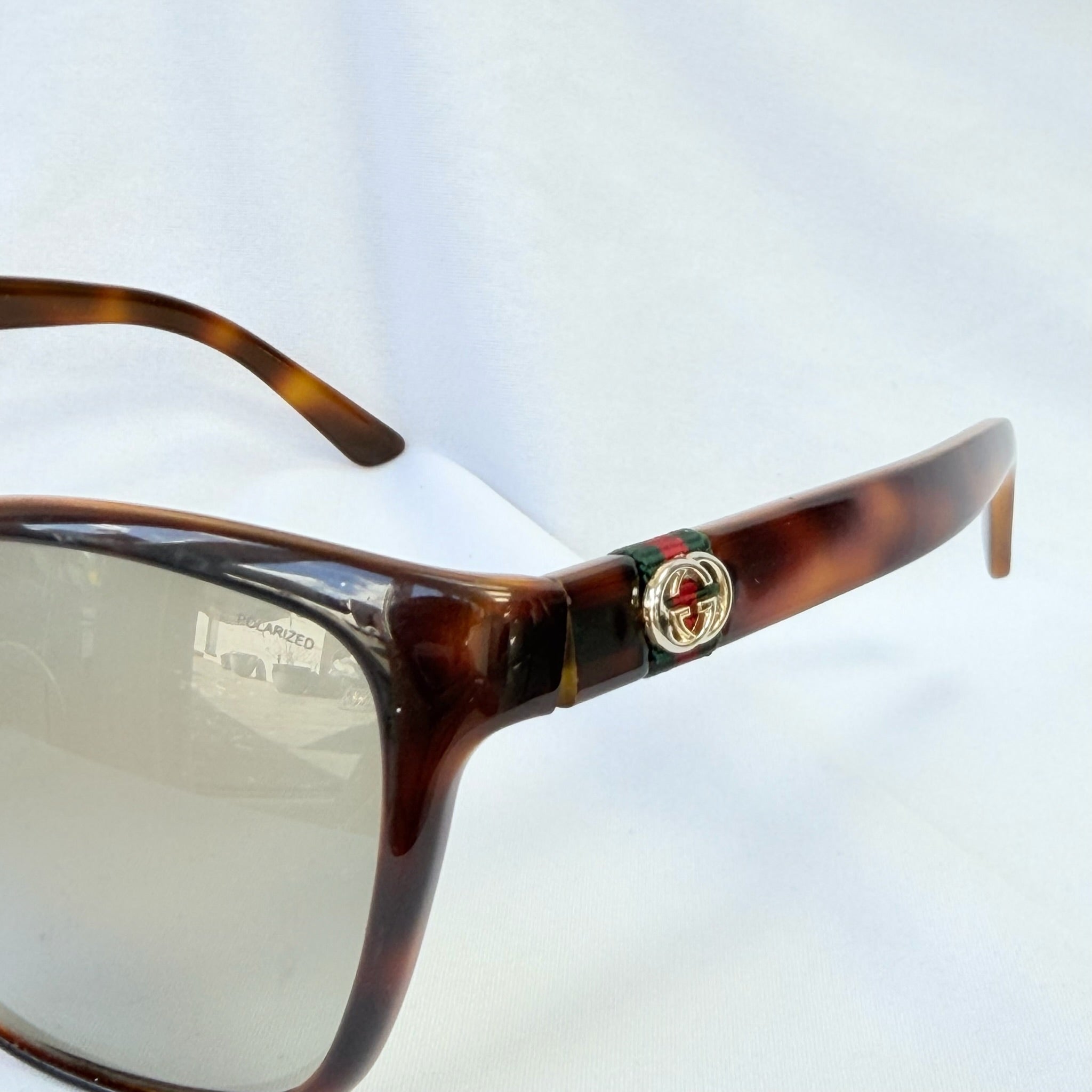 Authentic Gucci Cat Eye Tortoiseshell Brown Polarised GG Fabric Sunglasses
