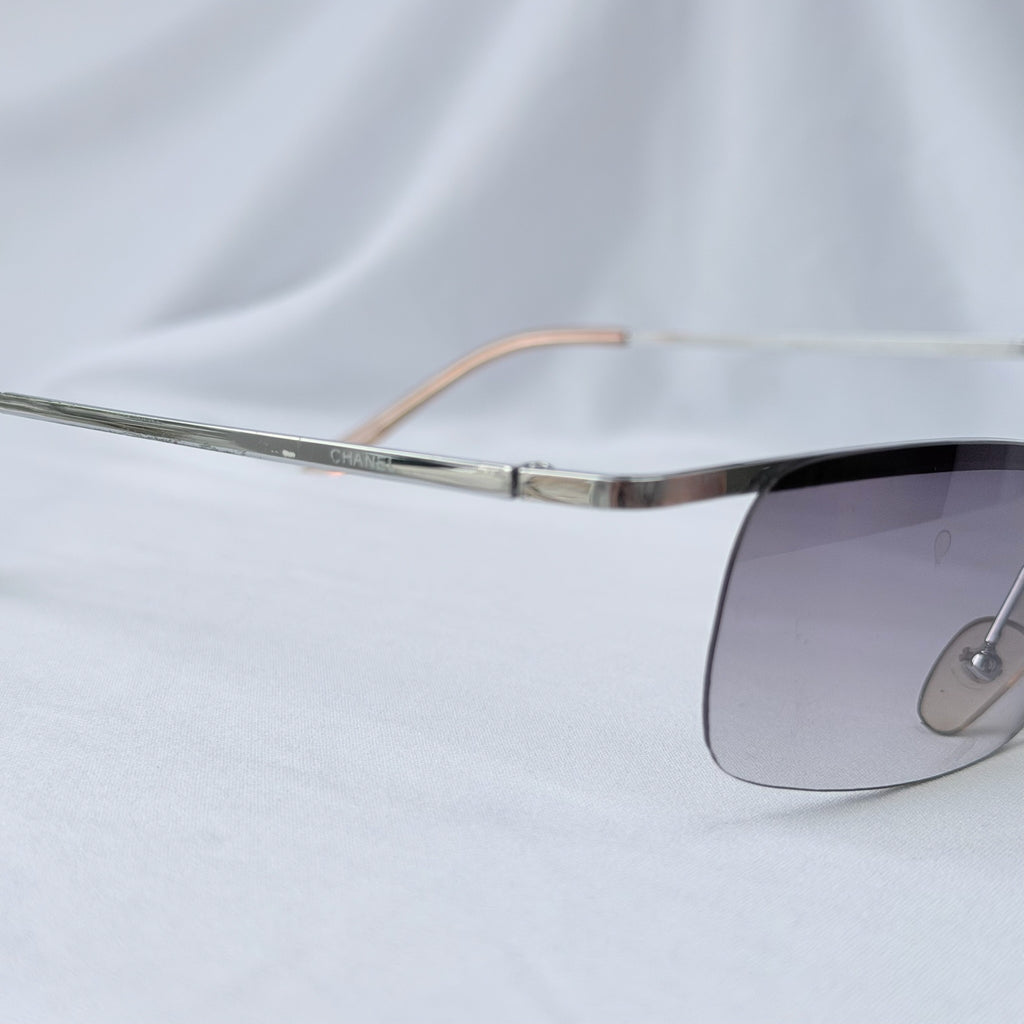 Chanel 4043 Wrap Rimless Vintage Grey Silver Sunglasses