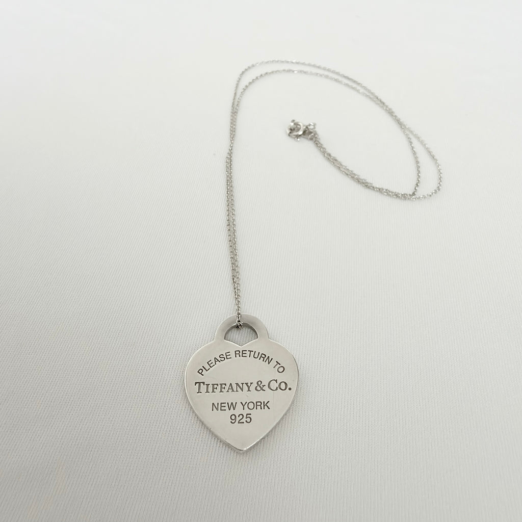 Tiffany&Co. Return to Tiffany Medium Heart Women's Necklace Silver 925 Sterling 19 inches With Pouch