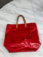 Louis Vuitton Vernis Patent Leather Black Reade MM Tote Bag Redyed Restored