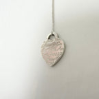 Tiffany & Co. 727 Fifth Avenue Script Medium Heart Sterling Silver 925 Necklace 22.5 Inches