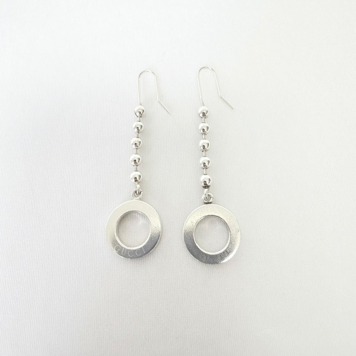 Gucci Vintage Hoop 925 Sterling Silver Popcorn Boule Chain Dangle Drop Women's Earrings With packaging