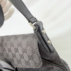 Vintage Gucci Horsebit Black Monogram Canvas Medium Shoulder Handbag Tom Ford Era 2004