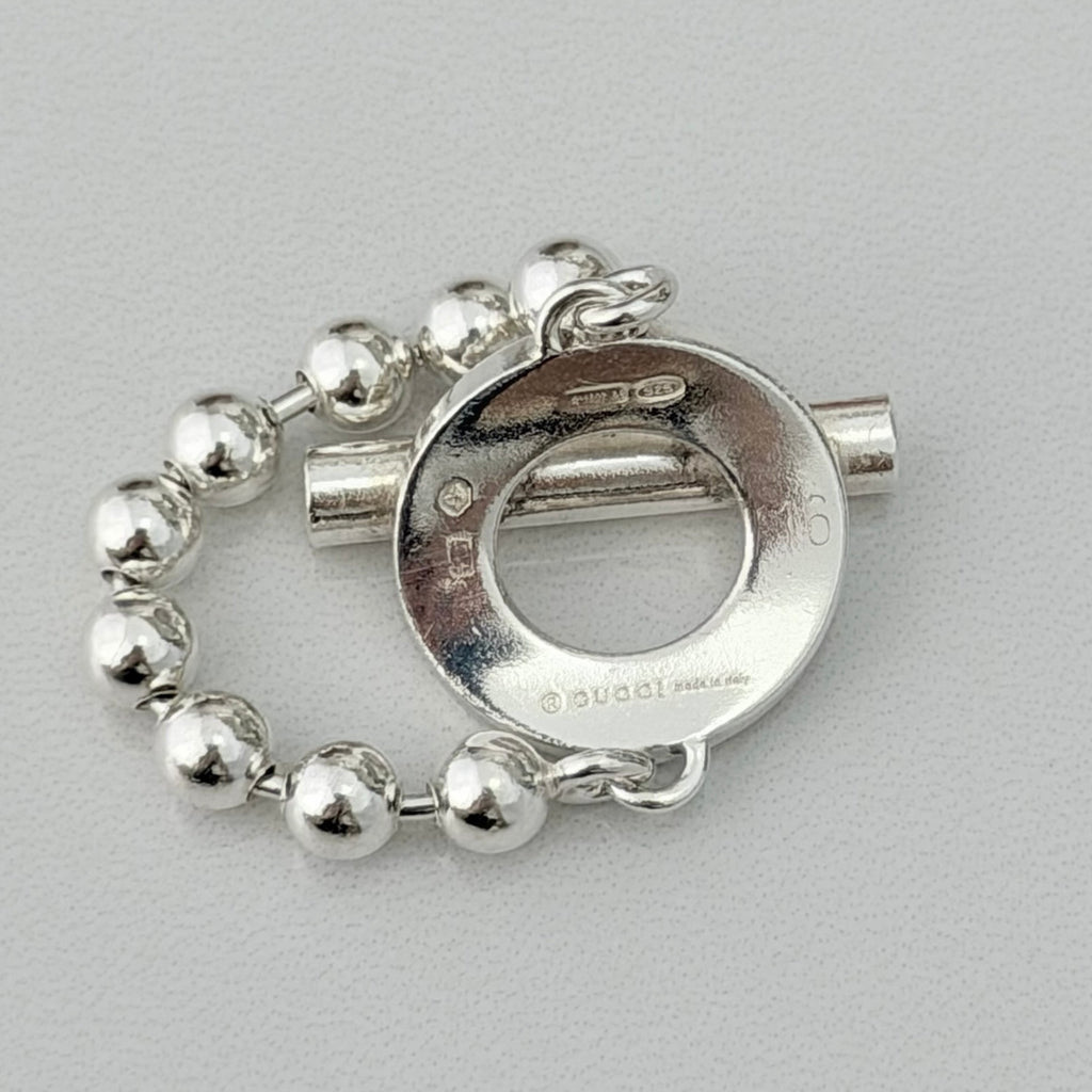 Authentic Gucci Vintage Hoop Boule Sterling Silver 925 Women’s Ring Size 16, UK P, EU 56