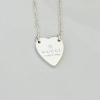 Authentic Gucci Heart Trademark Pendant Sterling Silver 925 Women’s Necklace 48cm With Packaging