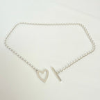 Gucci Heart Boule Popcorn Necklace T Bar Toggle Sterling Silver 925 15.5 Inches With Packaging