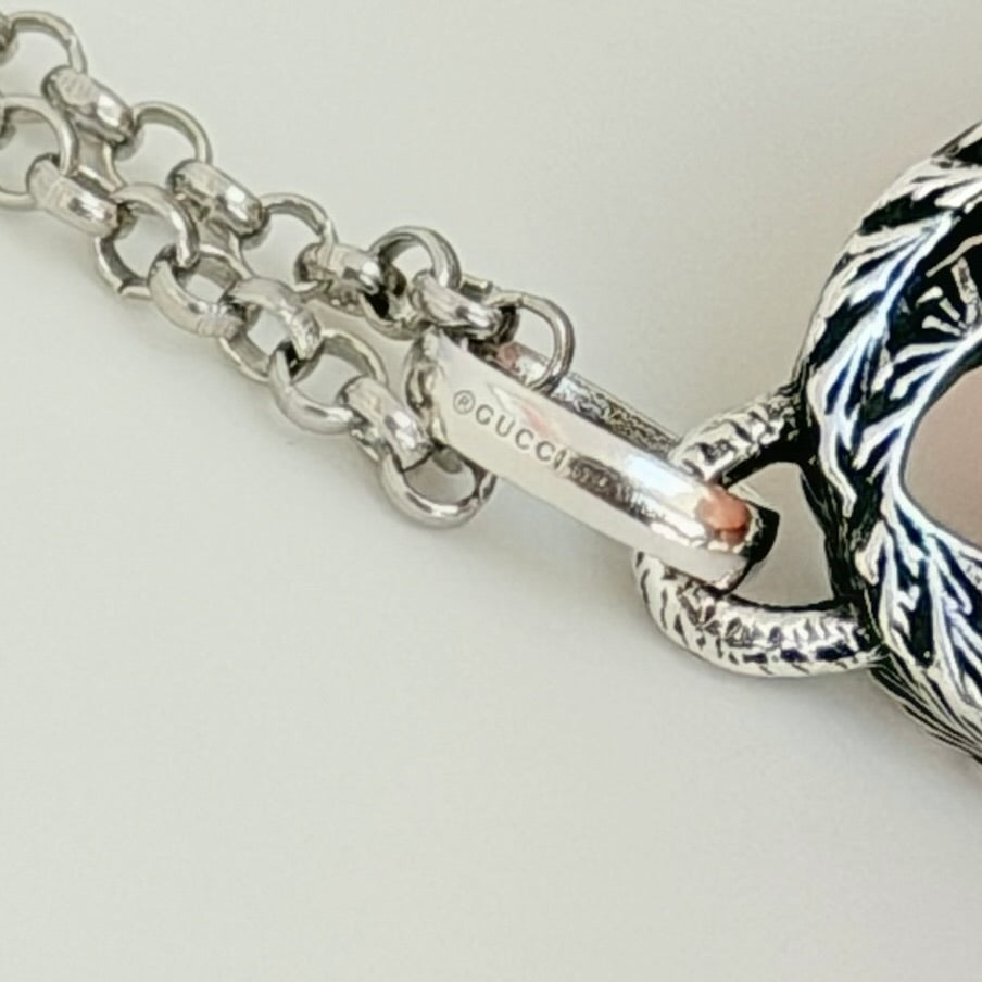 Authentic Gucci Interlocking GG Aged Sterling Silver 925 Necklace With Pouch