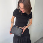 Vintage Gucci Black GG Monogram Canvas/Leather Small Crossbody Handbag