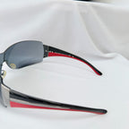 Vintage Prada Wrap Shield Red, Silver & Black Unisex Sunglasses SPR 54G With Case