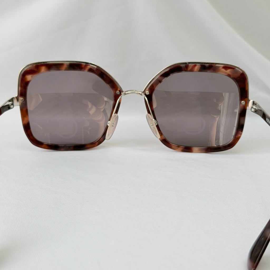 Prada PR 57US Catwalk Cinema Red Tortoiseshell Irregular Oversized Square Sunglasses