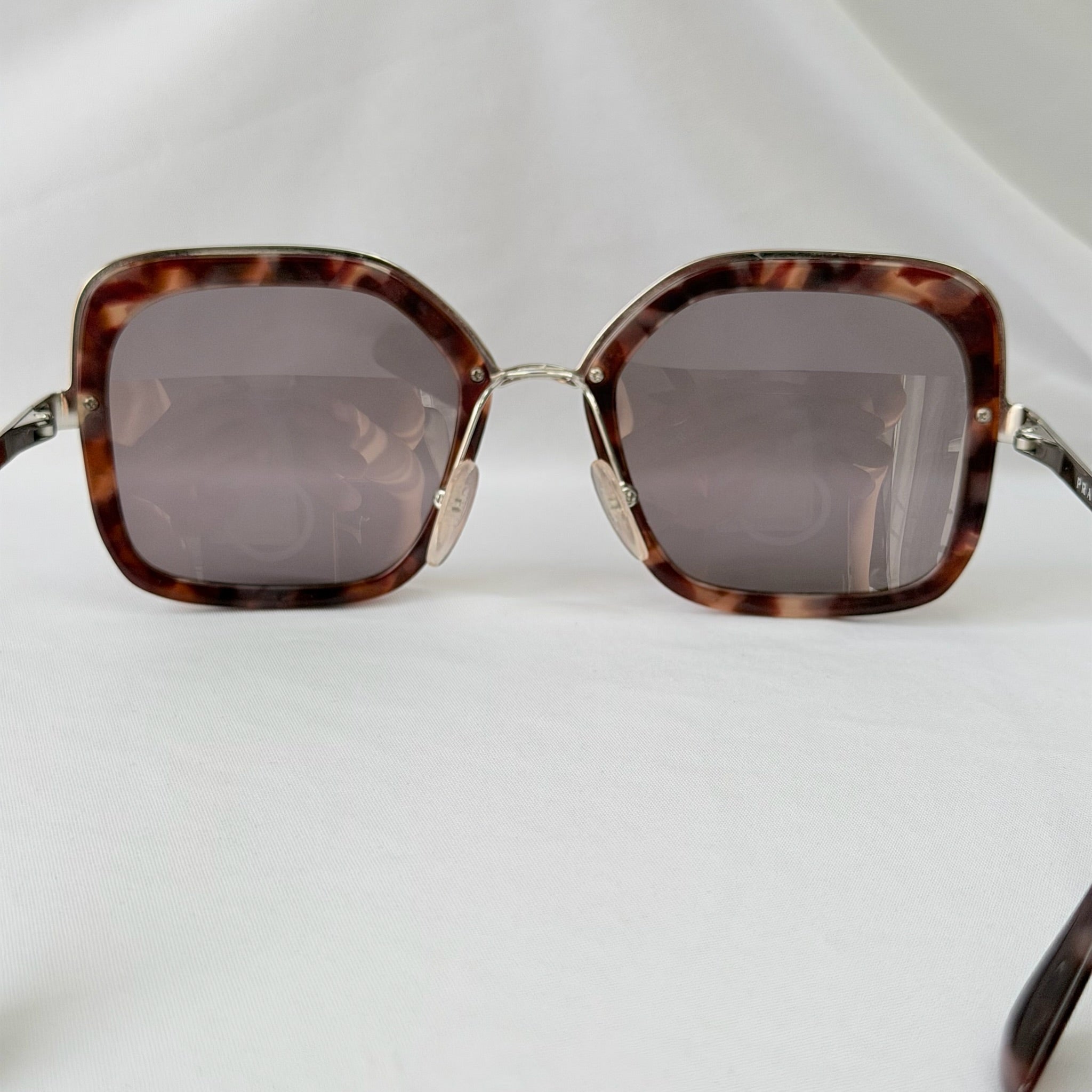 Prada PR 57US Catwalk Cinema Red Tortoiseshell Irregular Oversized Square Sunglasses
