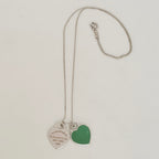 Tiffany & Co. Return to Small Double Blue Heart Women's Necklace 18 Inches Sterling Silver 925