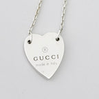 Authentic Gucci Heart Trademark Pendant Sterling Silver 925 Women’s Necklace 48cm With Packaging