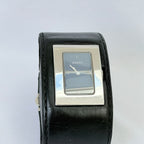Gucci 7800L Women's Quartz Watch Black Leather Rectangular With Packaging 19cm