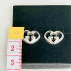 Authentic Gucci Love Britt Open Interlocking Gg Heart Sterling Silver 925 Stud Earrings