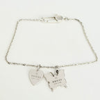 Gucci Heart Butterfly Charm Sterling Silver 925 Women's Bracelet 17cm With Packaging