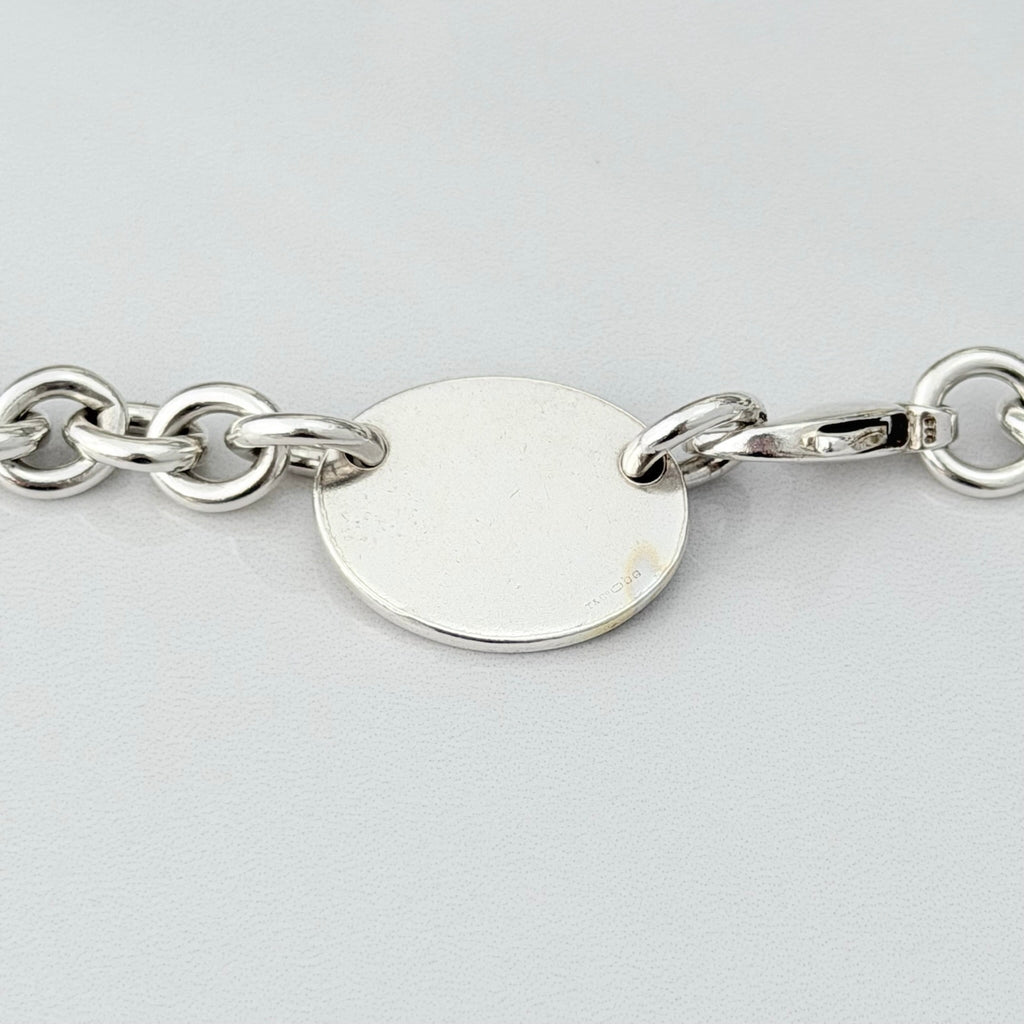 Authentic Tiffany & Co. Sterling Silver 925 Oval Pendant Choker Necklace With Packaging 15 inches
