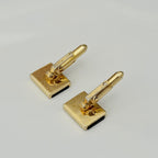 Authentic Christian Dior Vintage Rectangular Gold Tone Black Onyx Cuff Links