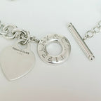 Authentic Vintage Tiffany & Co. Sterling Silver 925 Toggle Heart Pendant Choker Necklace With Pouch 15 Inches