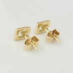 Authentic Rare Gucci 18K Yellow Gold 750 Square G Stud Women’s Earrings
