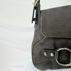 Vintage Gucci Horsebit Black Monogram Canvas Medium Shoulder Handbag Tom Ford Era 2004