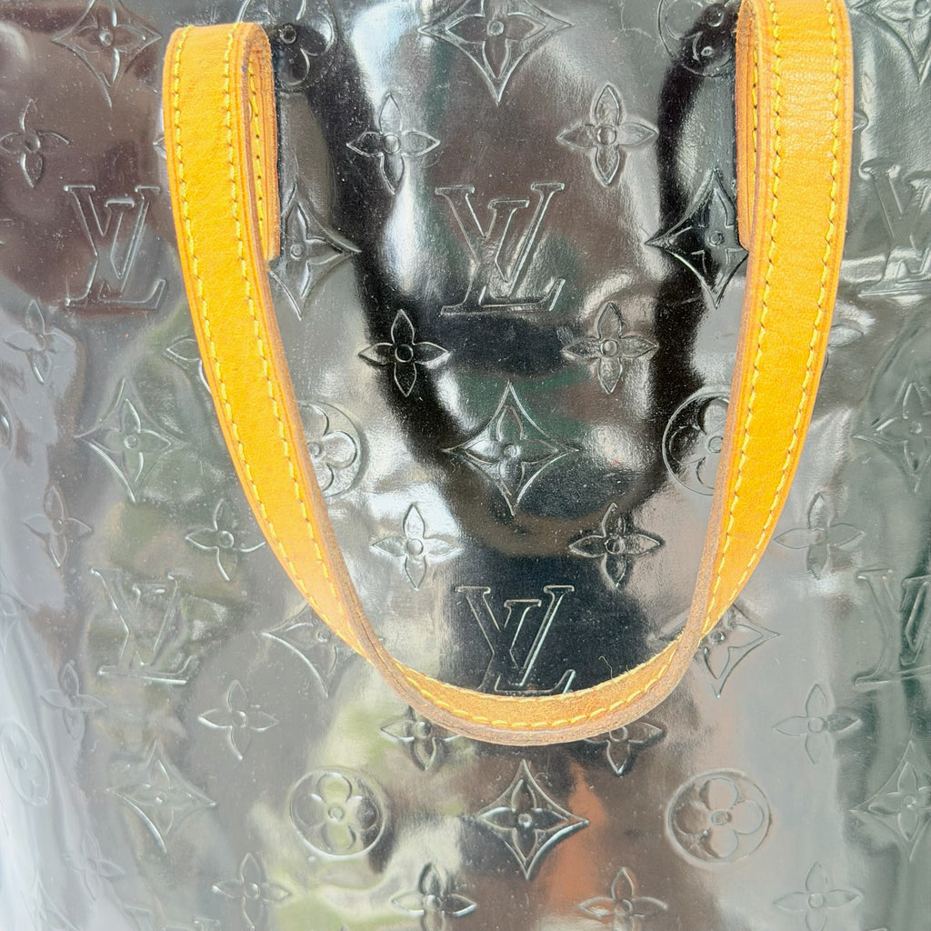 Louis Vuitton Vernis Patent Leather Black Reade MM Tote Bag Redyed Restored