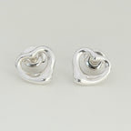 Authentic Tiffany & Co. Mini Open Heart Elsa Peretti Stud Earrings Sterling Silver 925