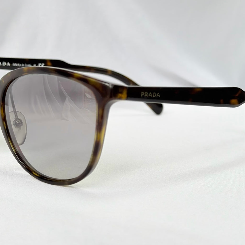 Authentic Prada Brown Tortoiseshell Oval Round Cat Eye Women Sunglasses With Case