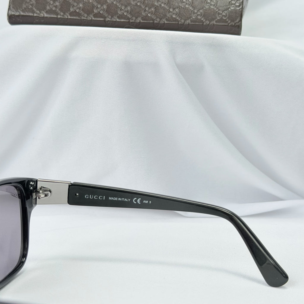 Authentic Gucci Black Silver Cat Eye Square Lens Unisex Sunglasses With Case