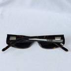Vintage Gucci GG 2451/S Brown Tortoiseshell Silver Retro Skinny Unisex Sunglasses